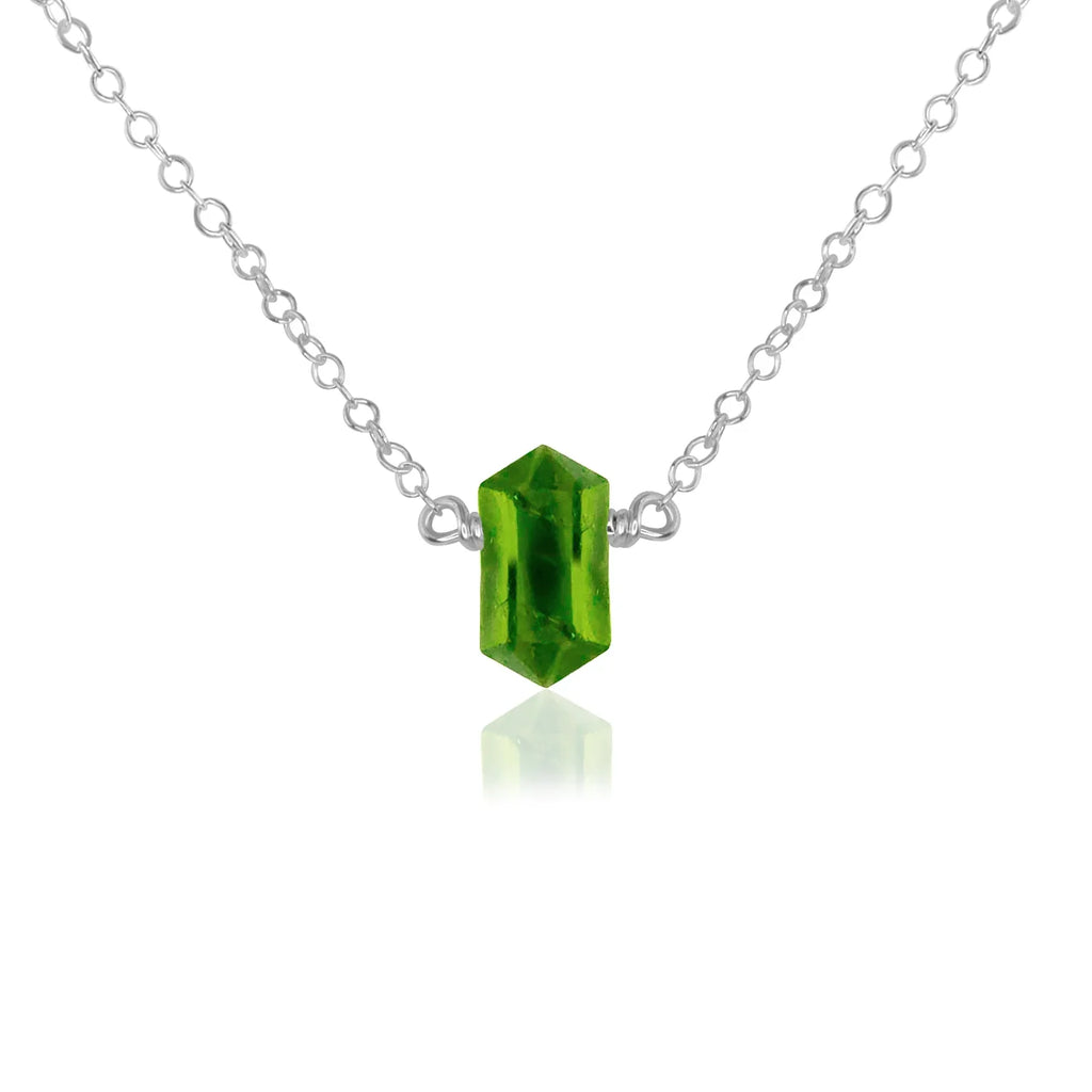 Double Terminated Peridot Mini Crystal Point Necklace