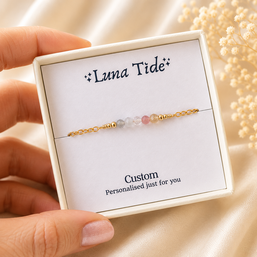 Custom Sparkling Gemstone Faceted Bead Bar Necklace