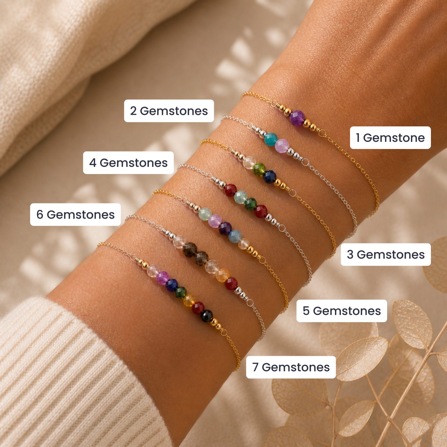 Custom Sparkling Gemstone Faceted Bead Bar Bracelet