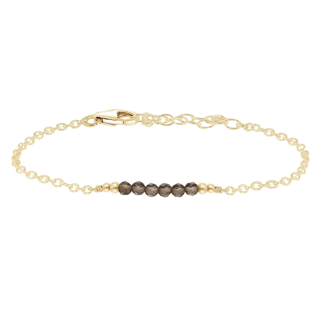Sparkling Smoky Quartz Gemstone Faceted Bead Bar Bracelet