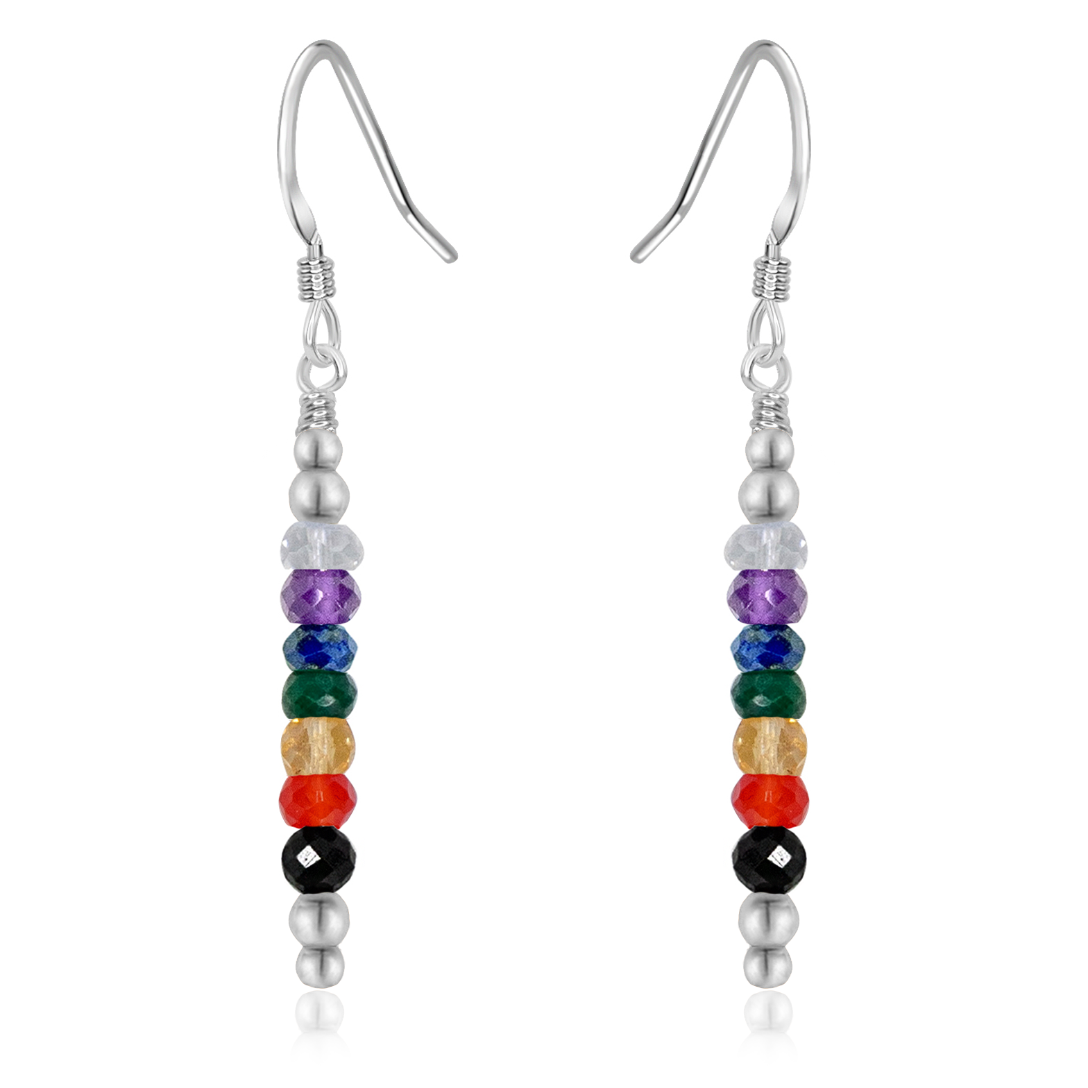 Chakra Energy Crystal Bar Dangle Earrings