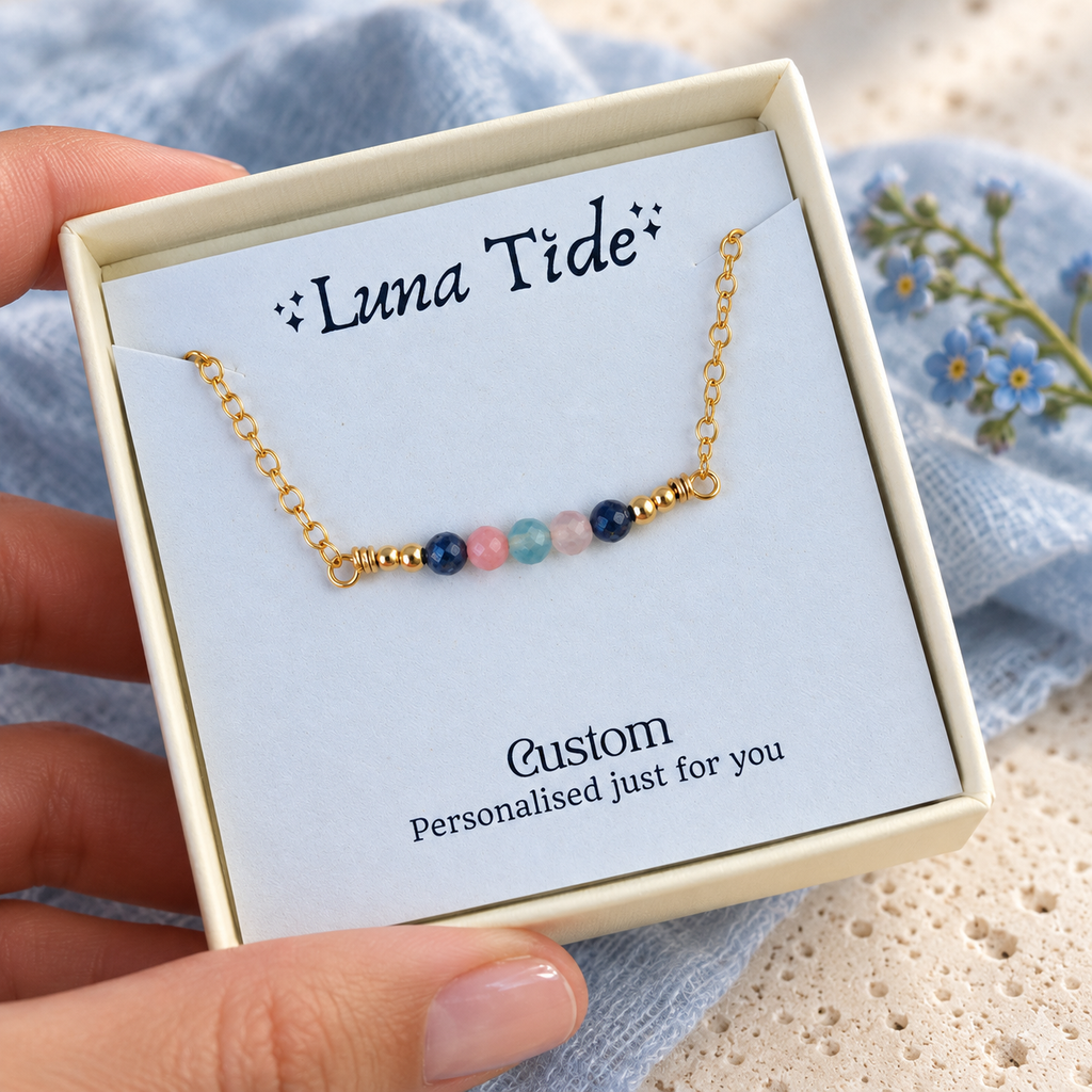 Custom Sparkling Gemstone Faceted Bead Bar Necklace