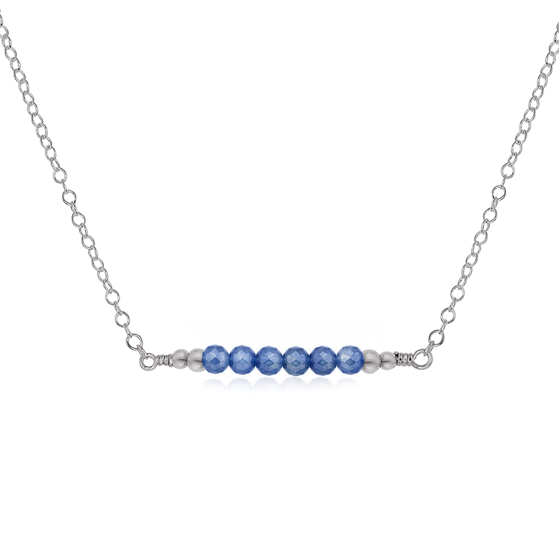 Sparkling Kyanite Faceted Bead Bar Necklace