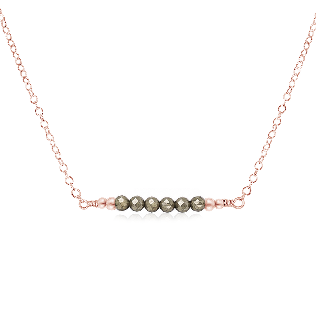 Sparkling Pyrite Faceted Bead Bar Necklace