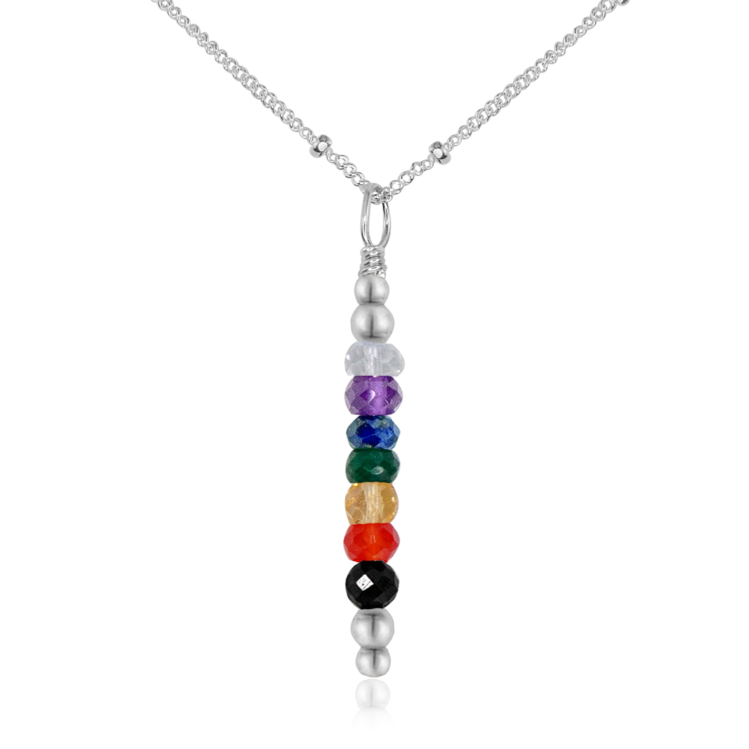 Chakra Energy Crystal Bar Pendant Necklace