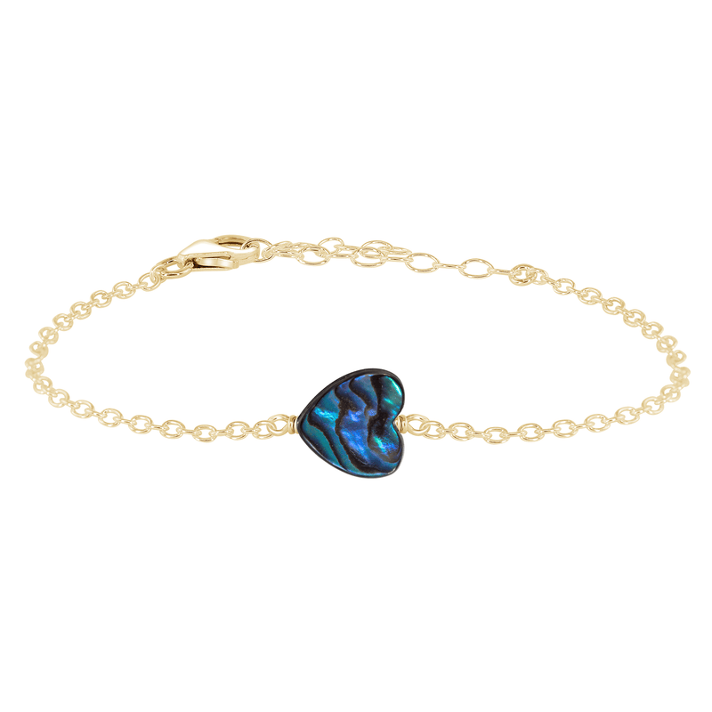 Abalone Shell Heart Bracelet - Abalone Shell Heart Bracelet - 14k Gold Fill - Luna Tide Handmade Crystal Jewellery