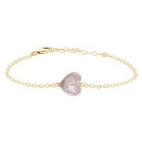 Freshwater Pearl Heart Bracelet - Freshwater Pearl Heart Bracelet - 14k Gold Fill - Luna Tide Handmade Crystal Jewellery