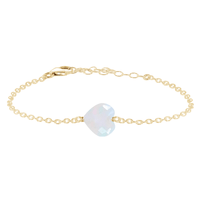 Rainbow Moonstone Crystal Heart Bracelet - Rainbow Moonstone Crystal Heart Bracelet - 14k Gold Fill - Luna Tide Handmade Crystal Jewellery