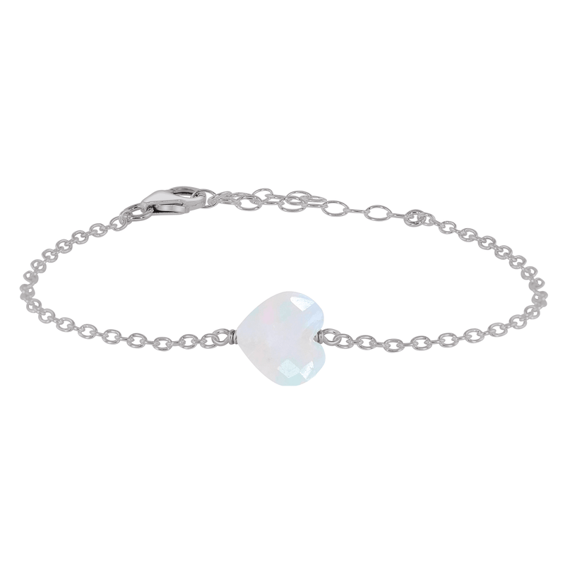 Rainbow Moonstone Crystal Heart Bracelet - Rainbow Moonstone Crystal Heart Bracelet - Stainless Steel - Luna Tide Handmade Crystal Jewellery