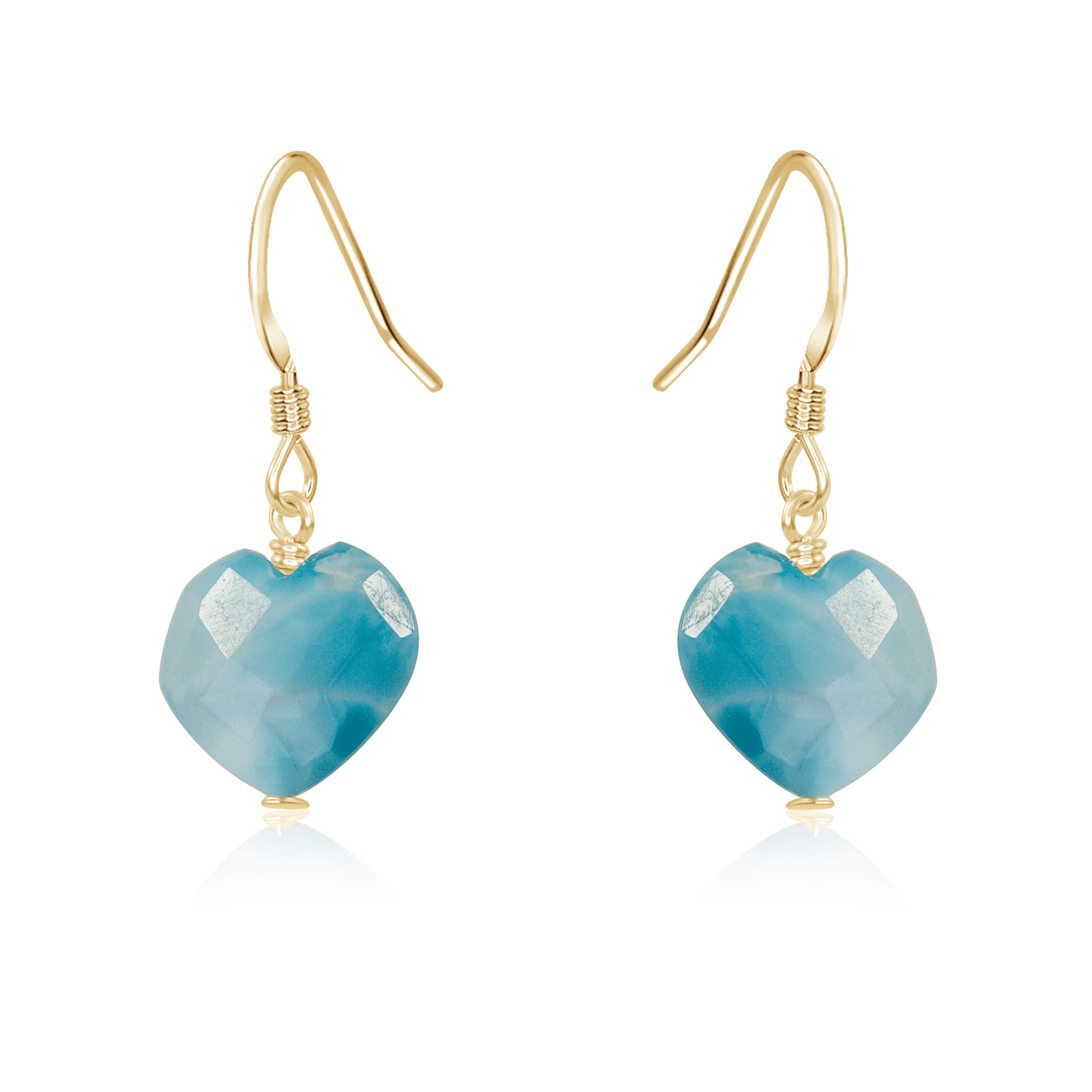 Larimar Crystal Heart Dangle Earrings - Larimar Crystal Heart Dangle Earrings - 14k Gold Fill - Luna Tide Handmade Crystal Jewellery