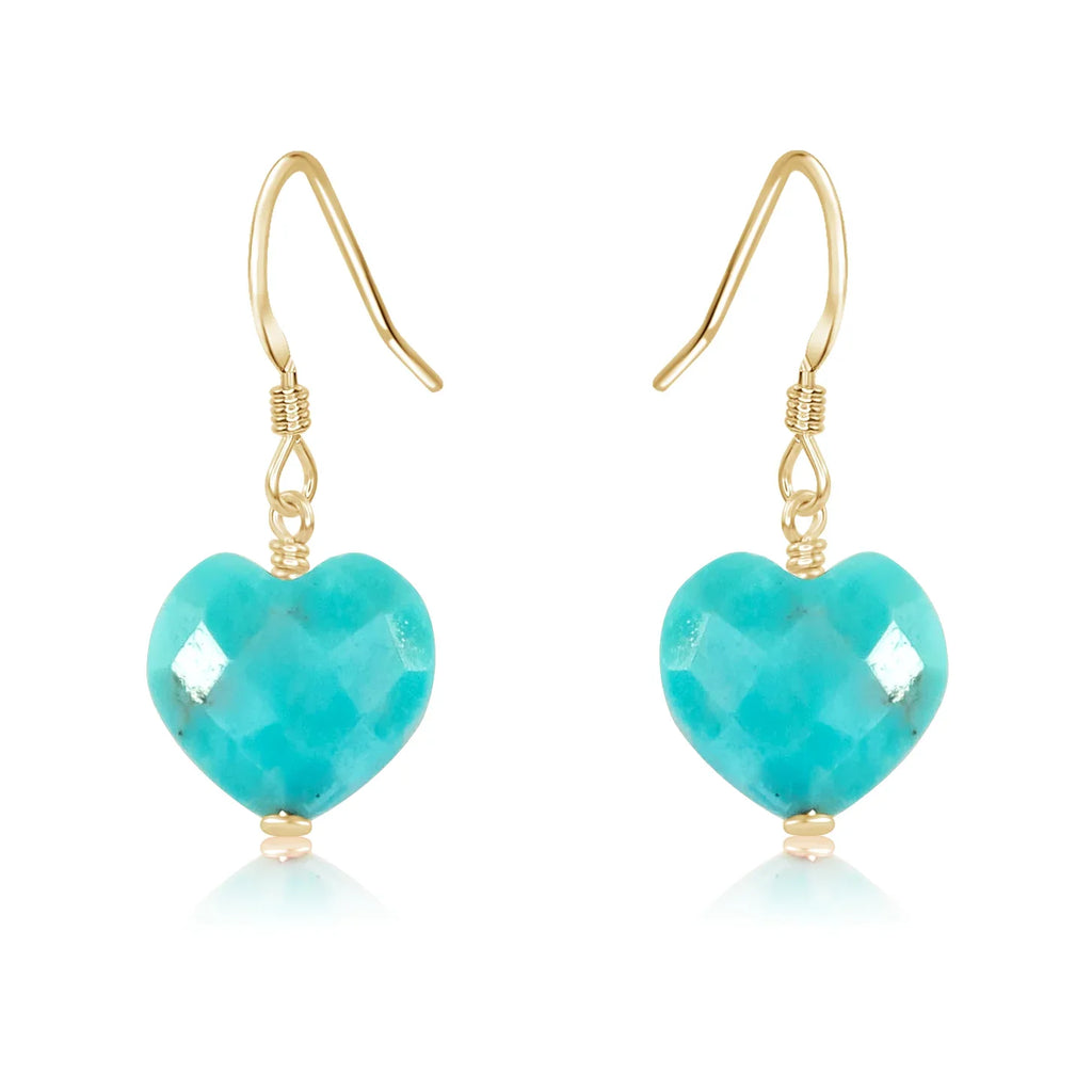 Turquoise Crystal Heart Dangle Earrings