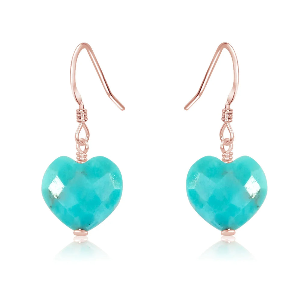 Turquoise Crystal Heart Dangle Earrings