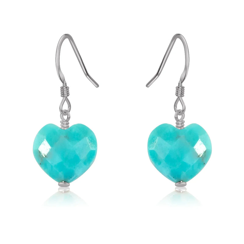 Turquoise Crystal Heart Dangle Earrings