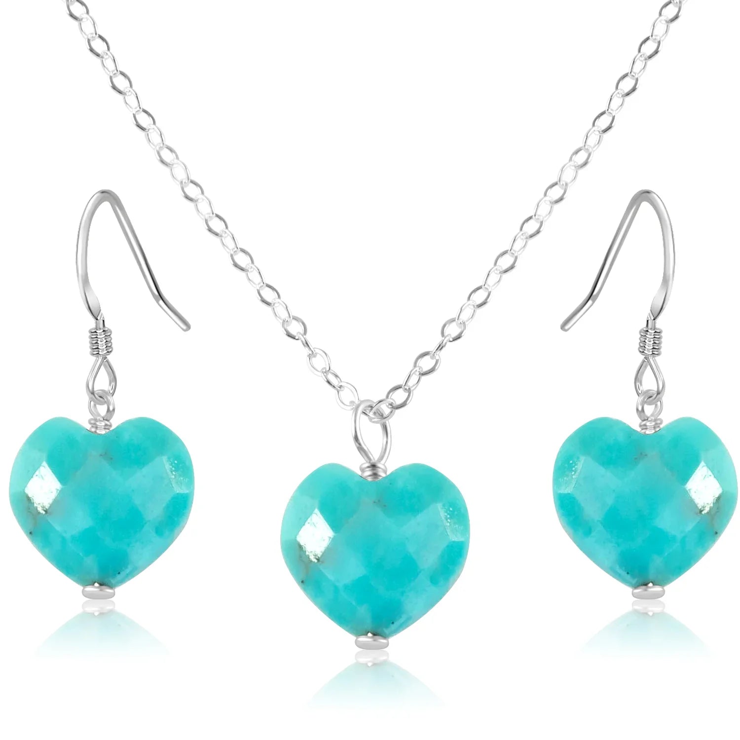 Turquoise Crystal Heart Jewellery Set