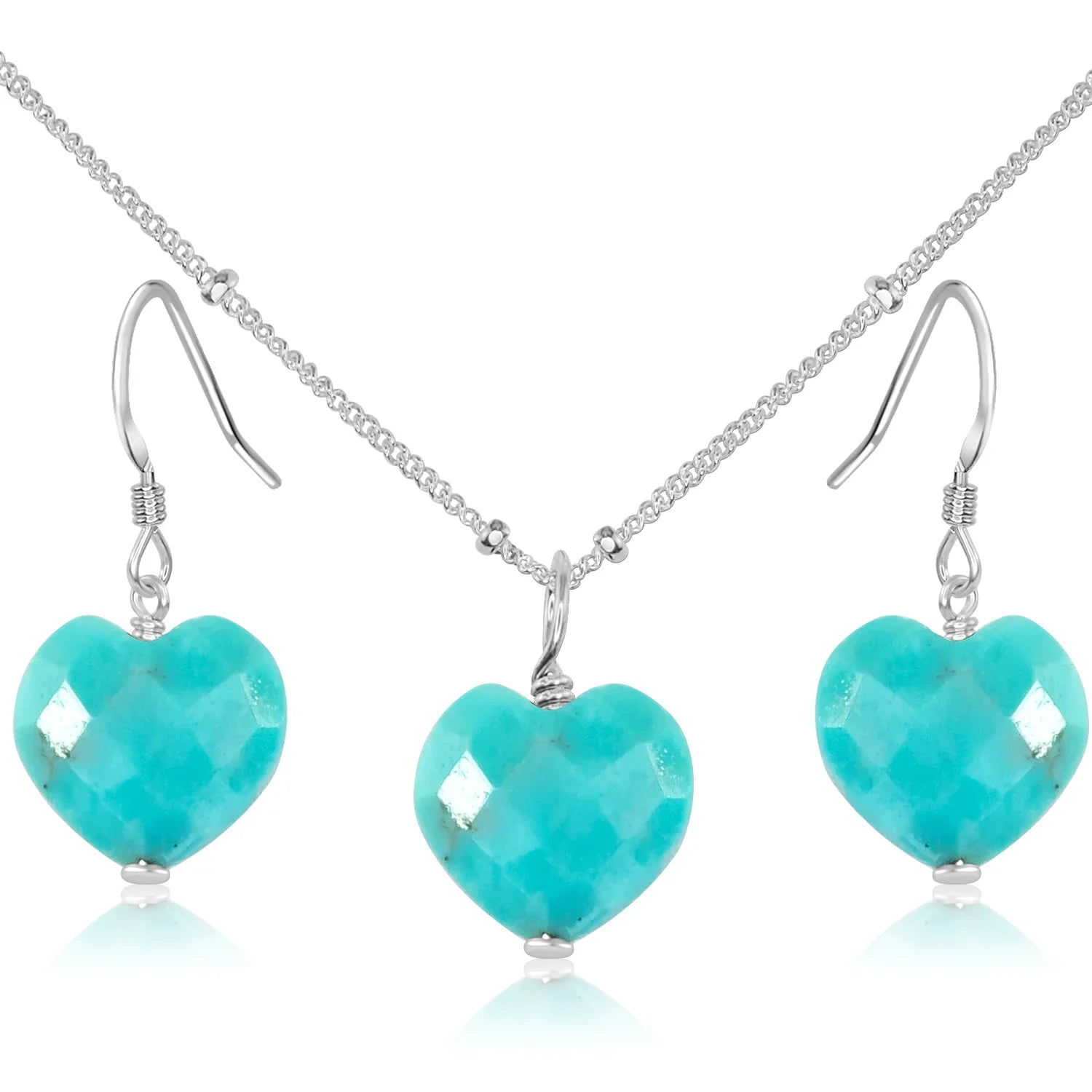 Turquoise Crystal Heart Jewellery Set