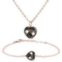 Pyrite Crystal Heart Jewellery Set