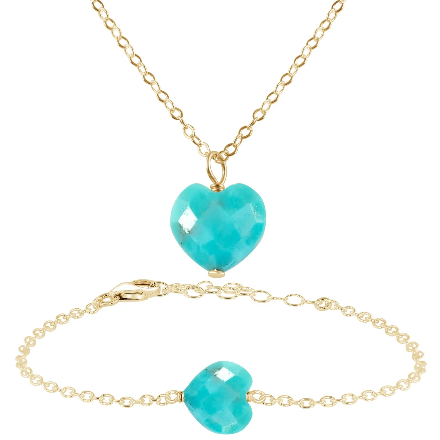 Turquoise Crystal Heart Jewellery Set