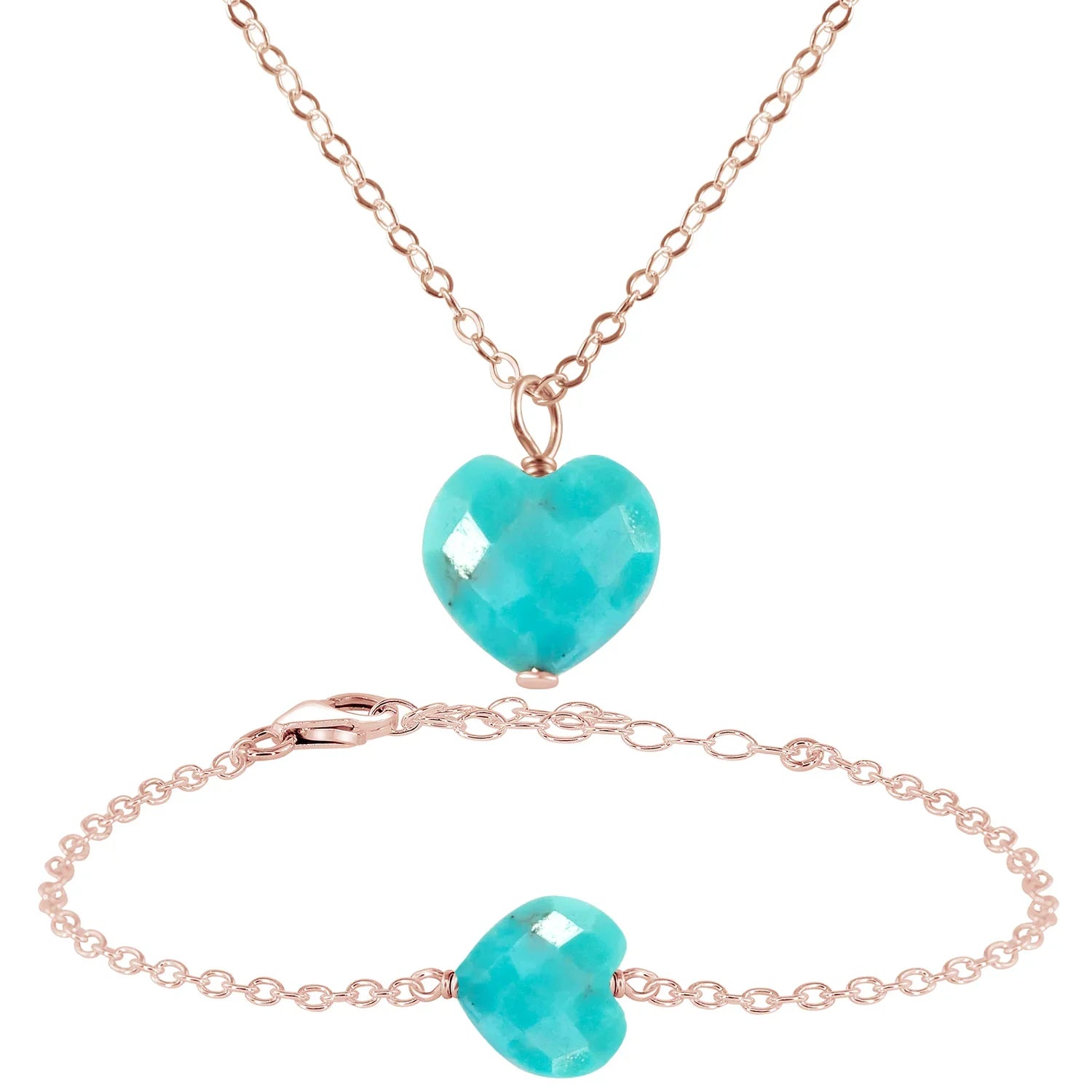 Turquoise Crystal Heart Jewellery Set