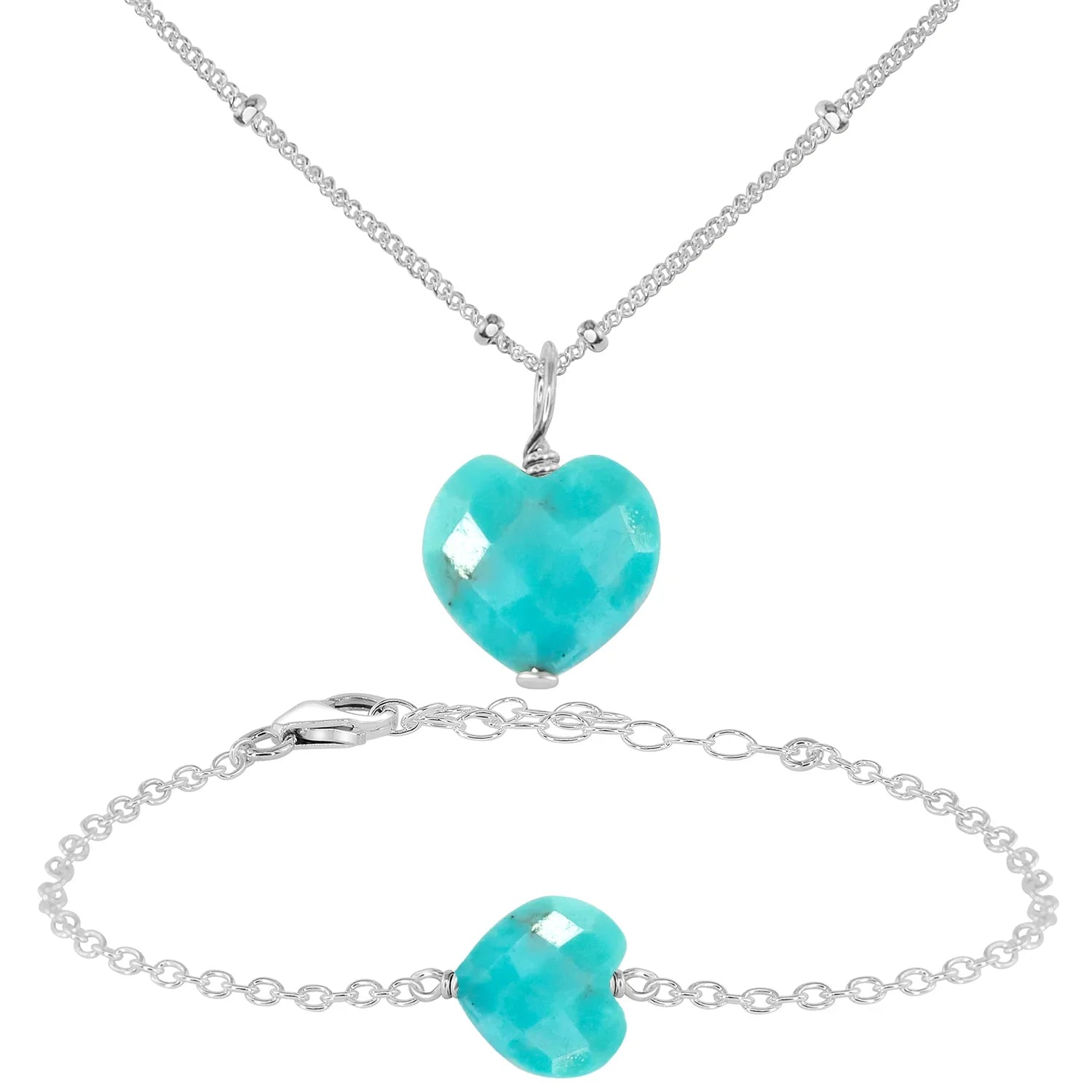 Turquoise Crystal Heart Jewellery Set