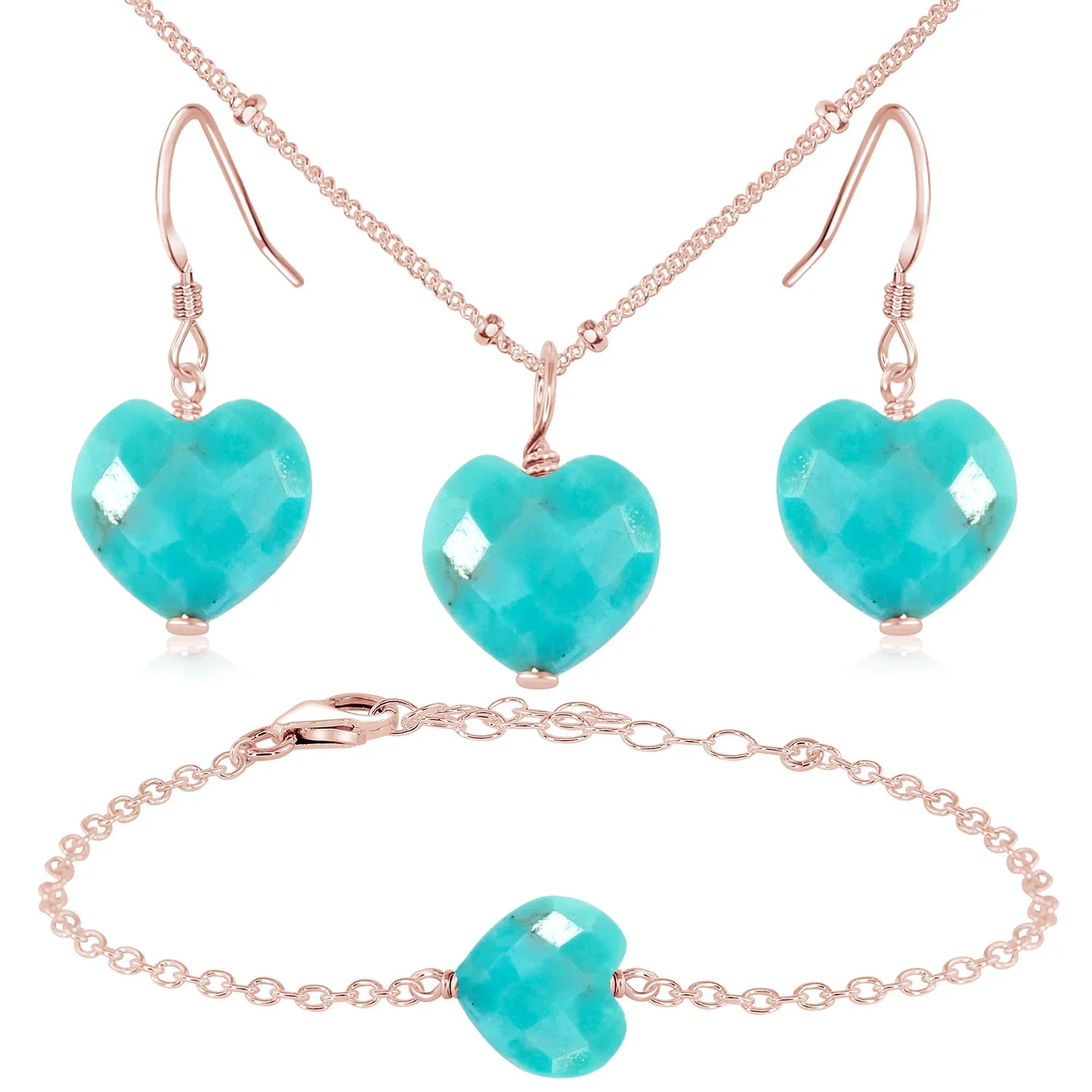 Turquoise Crystal Heart Jewellery Set