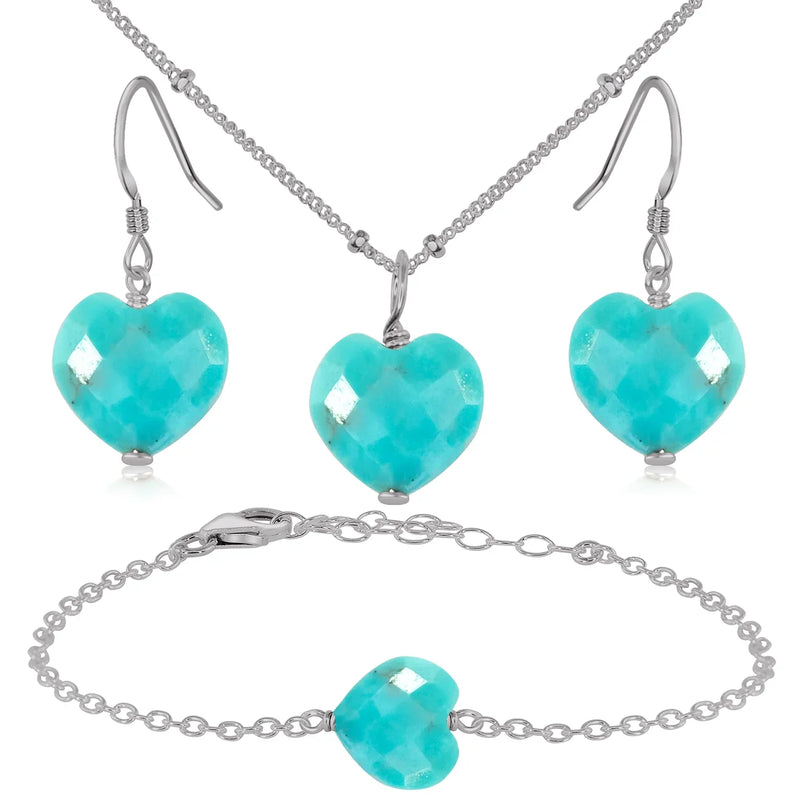 Turquoise Crystal Heart Jewellery Set