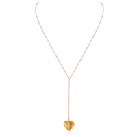 Citrine Crystal Heart Lariat Necklace - Citrine Crystal Heart Lariat Necklace - 14k Rose Gold Fill - Luna Tide Handmade Crystal Jewellery