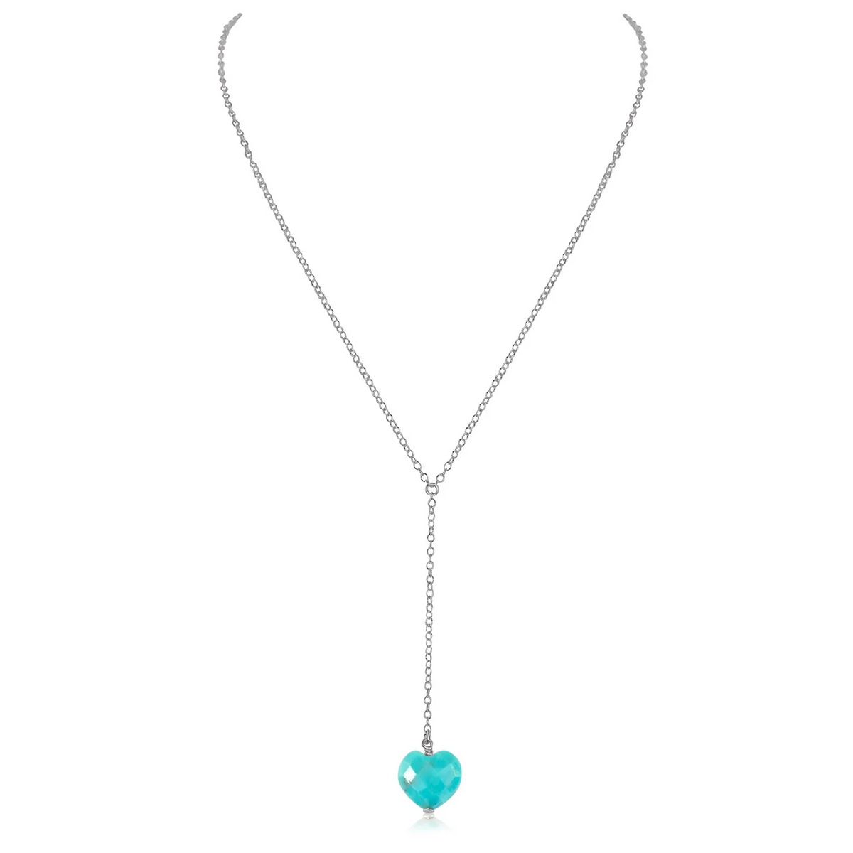 Turquoise Crystal Heart Lariat Necklace