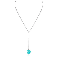 Turquoise Crystal Heart Lariat Necklace