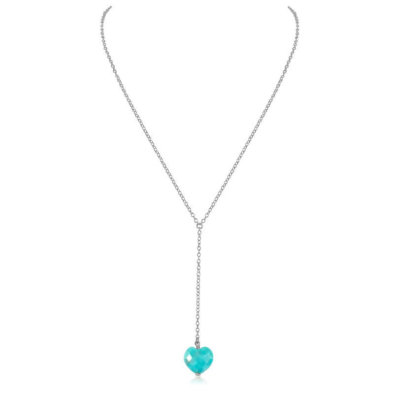 Turquoise Crystal Heart Lariat Necklace