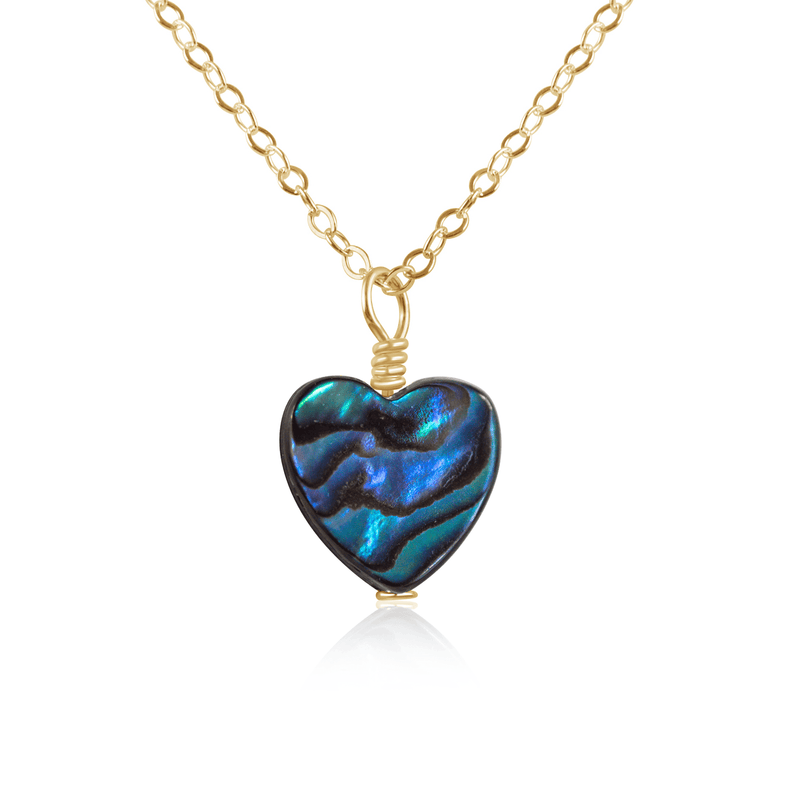 Abalone Shell Heart Pendant Necklace - Abalone Shell Heart Pendant Necklace - 14k Gold Fill / Cable - Luna Tide Handmade Crystal Jewellery