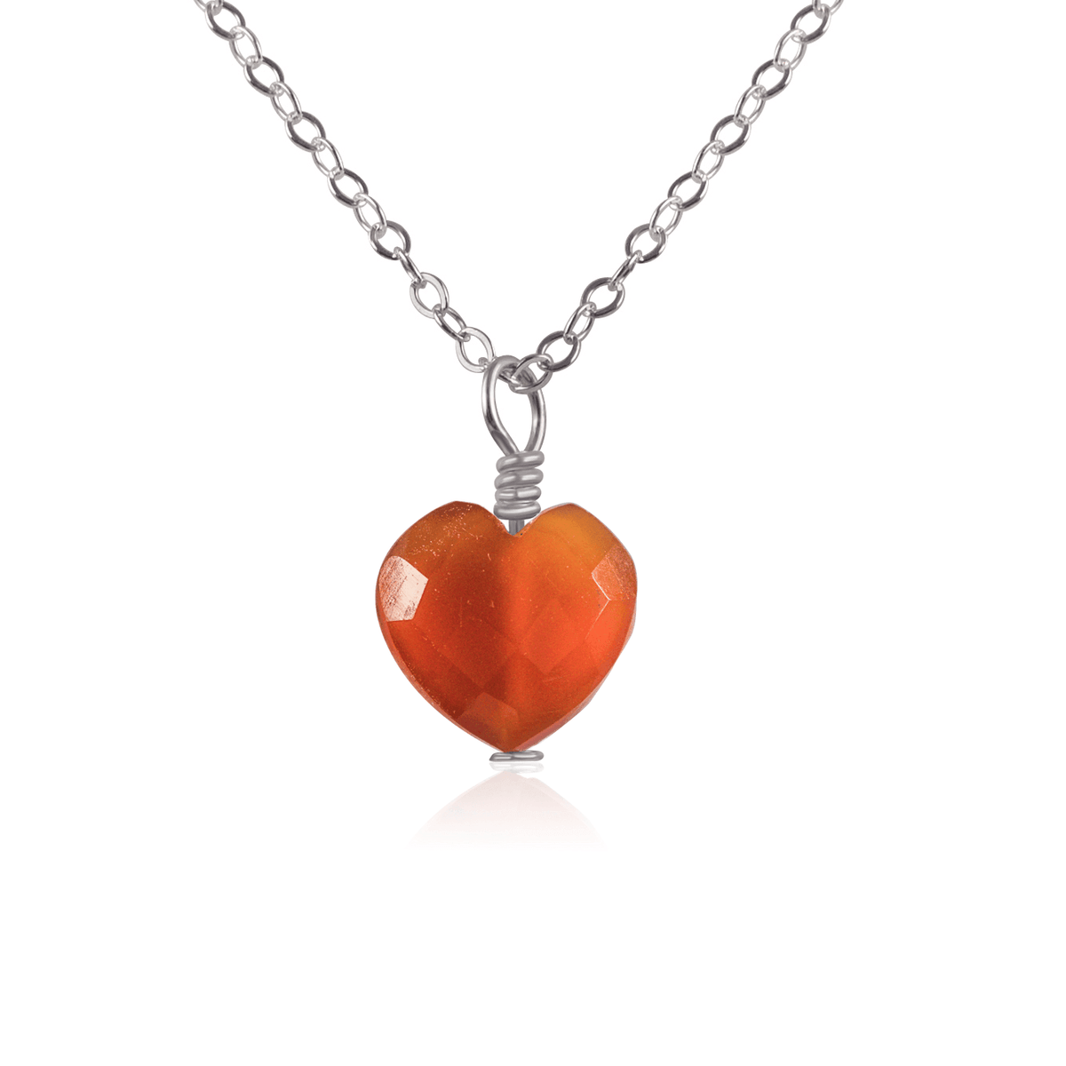 Carnelian Crystal Heart Pendant Necklace