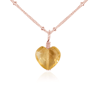 Citrine Crystal Heart Pendant Necklace - Citrine Crystal Heart Pendant Necklace - 14k Rose Gold Fill / Satellite - Luna Tide Handmade Crystal Jewellery
