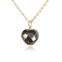 Pyrite Crystal Heart Pendant Necklace