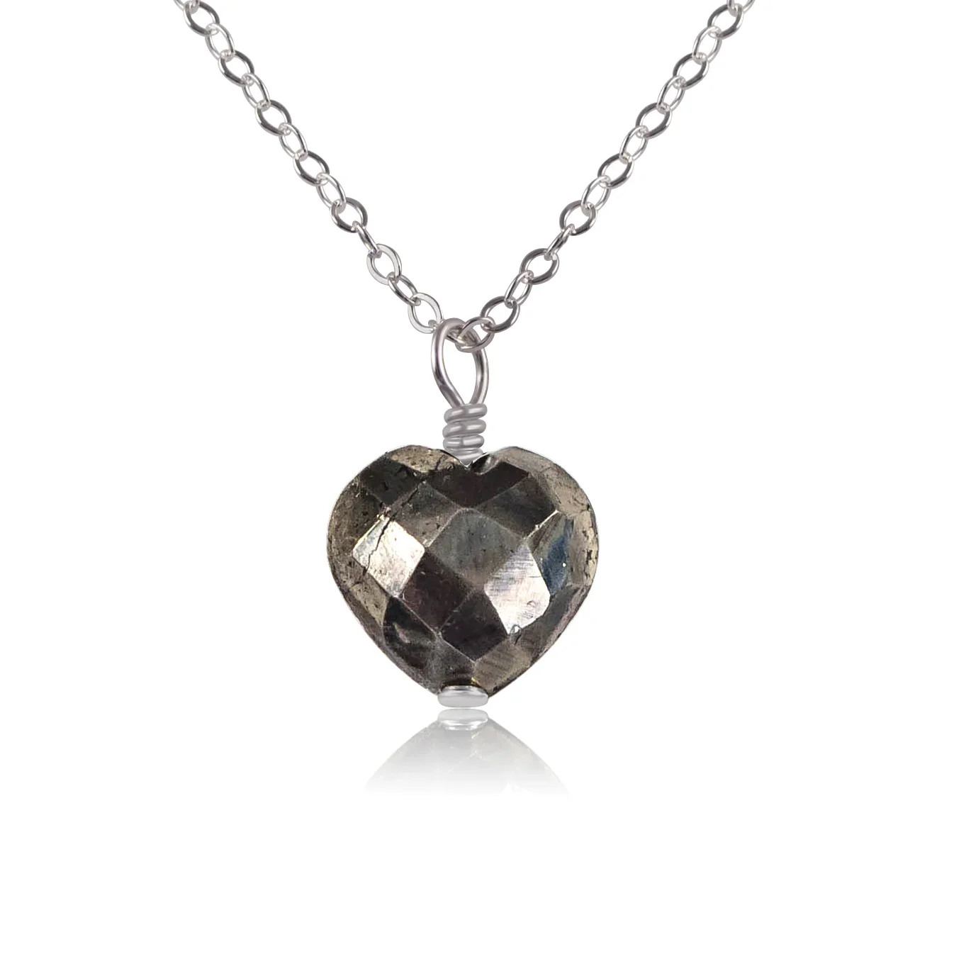 Pyrite Crystal Heart Pendant Necklace
