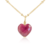 Ruby Crystal Heart Pendant Necklace - Ruby Crystal Heart Pendant Necklace - 14k Gold Fill / Satellite - Luna Tide Handmade Crystal Jewellery