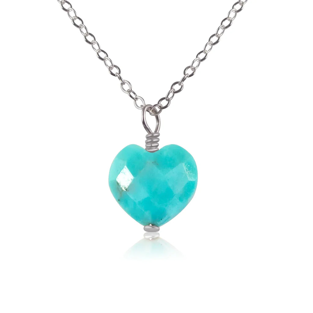 Turquoise Crystal Heart Pendant Necklace