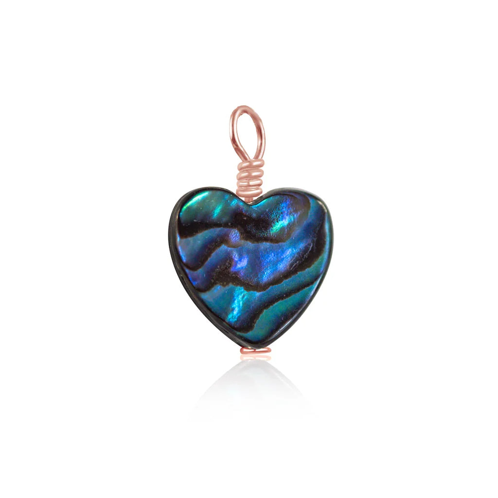 Abalone Shell Heart Pendant - Abalone Shell Heart Pendant - 14k Rose Gold Fill - Luna Tide Handmade Crystal Jewellery