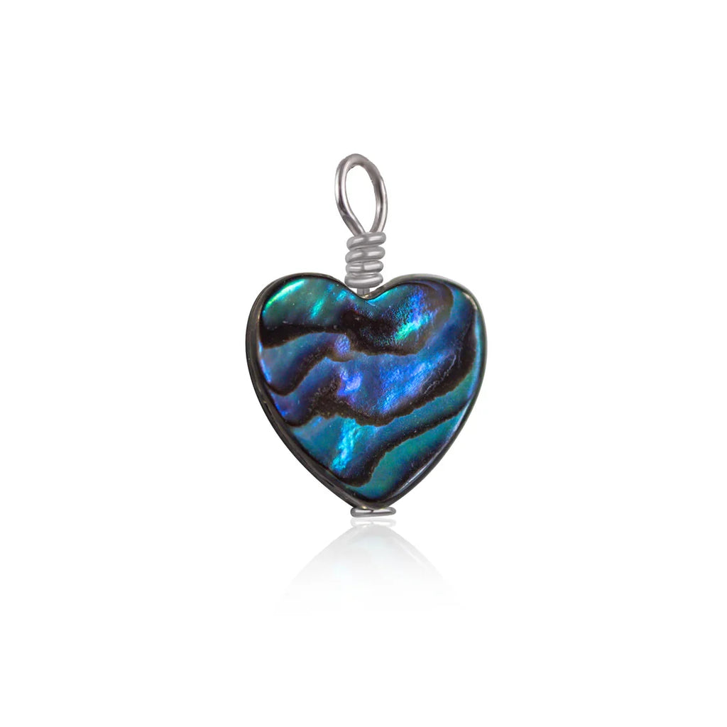 Abalone Shell Heart Pendant - Abalone Shell Heart Pendant - Stainless Steel - Luna Tide Handmade Crystal Jewellery