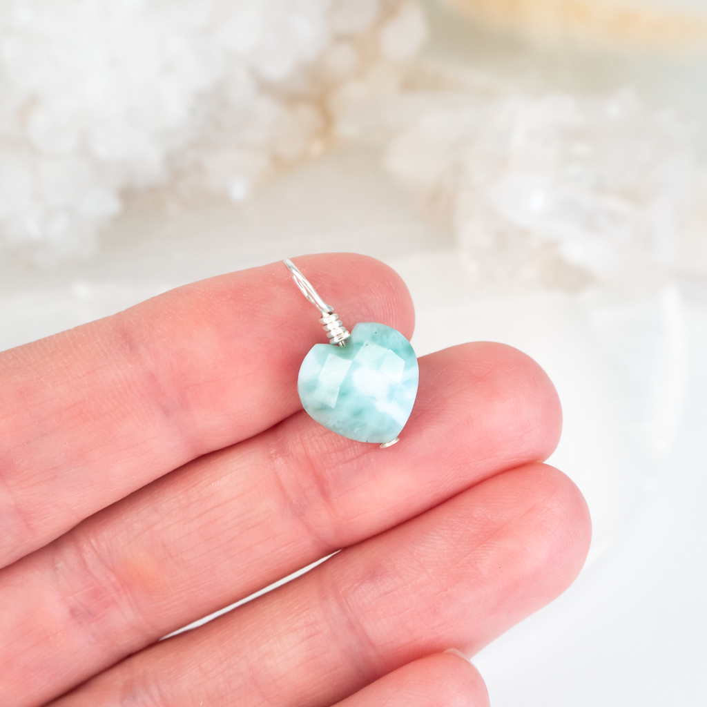 Larimar Crystal Heart Pendant