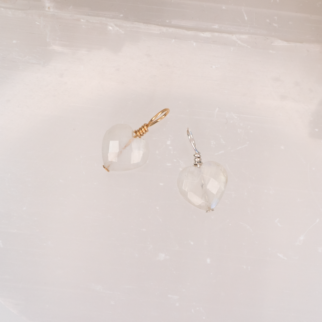 Rainbow Moonstone Crystal Heart Pendant