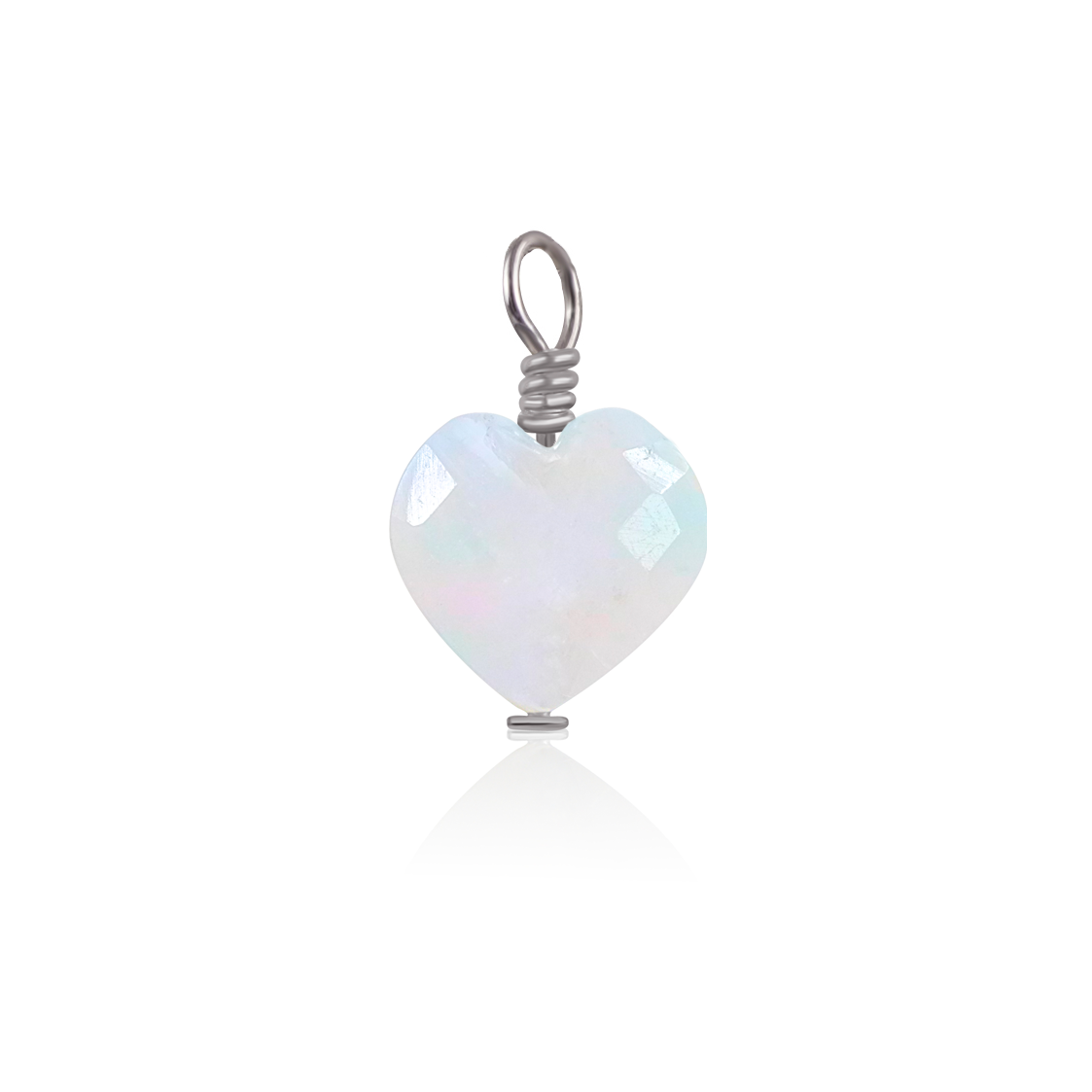 Rainbow Moonstone Crystal Heart Pendant
