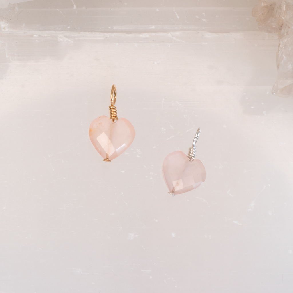 Rose Quartz Crystal Heart Pendant