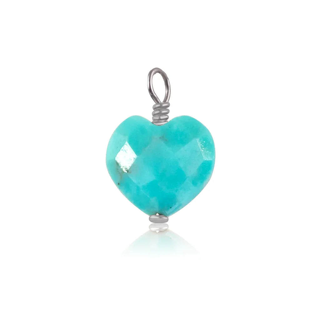 Turquoise Crystal Heart Pendant - Turquoise Crystal Heart Pendant - Stainless Steel - Luna Tide Handmade Crystal Jewellery