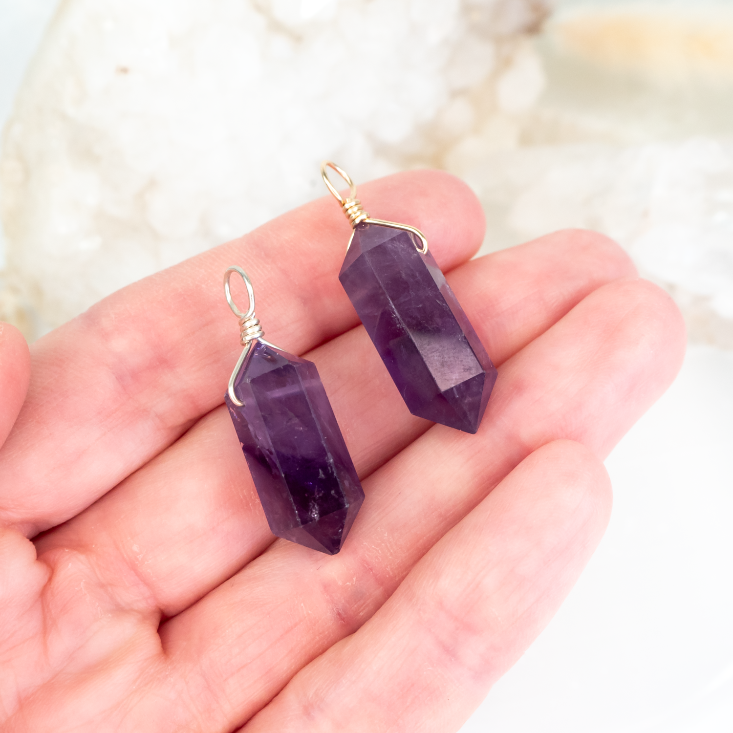 Large Double Terminated Amethyst Crystal Pendant