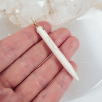 Long White Howlite Round Spike Point Pendant