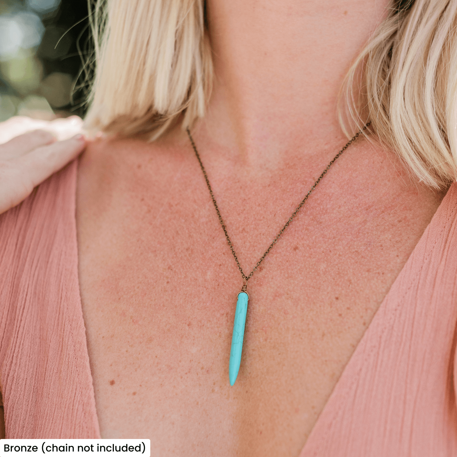 Long Turquoise Howlite Round Spike Point Pendant