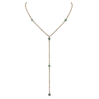 Bronze Labradorite Dainty Crystal Lariat Necklace