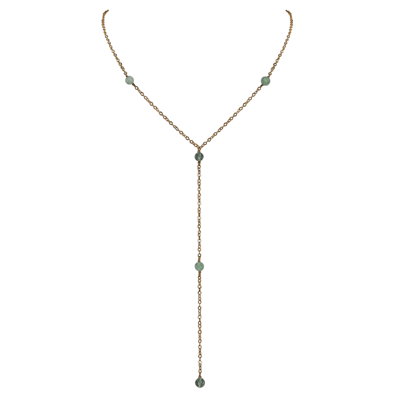 Bronze Labradorite Dainty Crystal Lariat Necklace