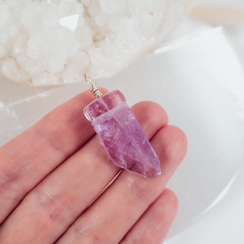 Polished Natural Amethyst Crystal Slice Point Pendant