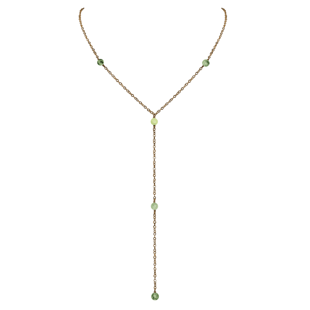 Bronze Prehnite Dainty Crystal Lariat Necklace